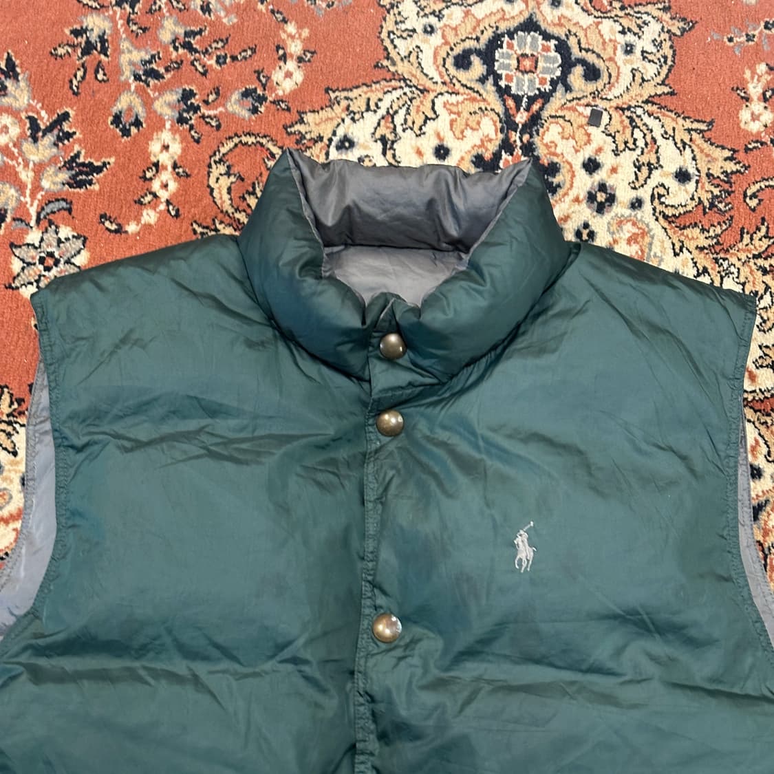 폴로 랄프로렌 패딩 조끼 리버시블 (XL) 카키 상품이미지7