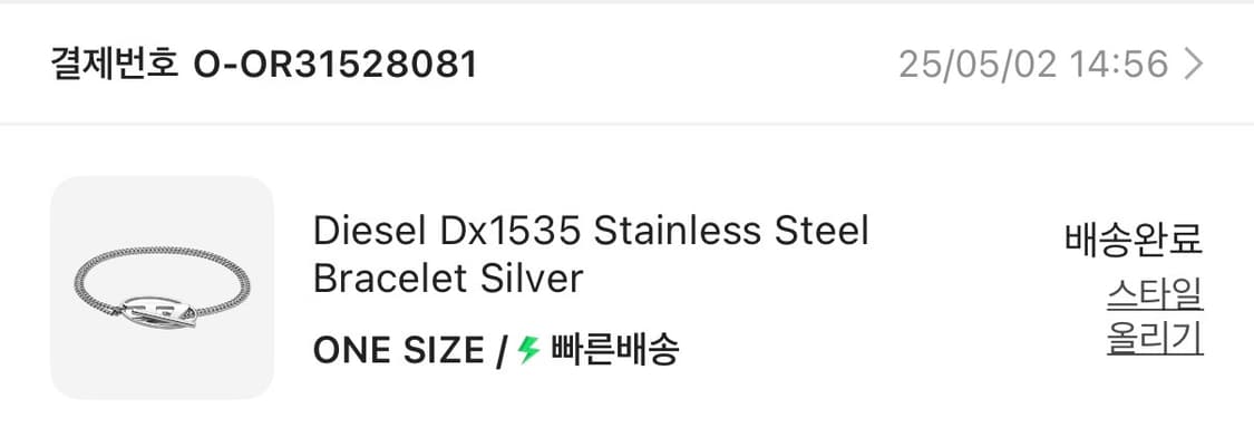 디젤 Dx1535 스테인리스 스틸 브레이슬릿 실버 상품이미지1