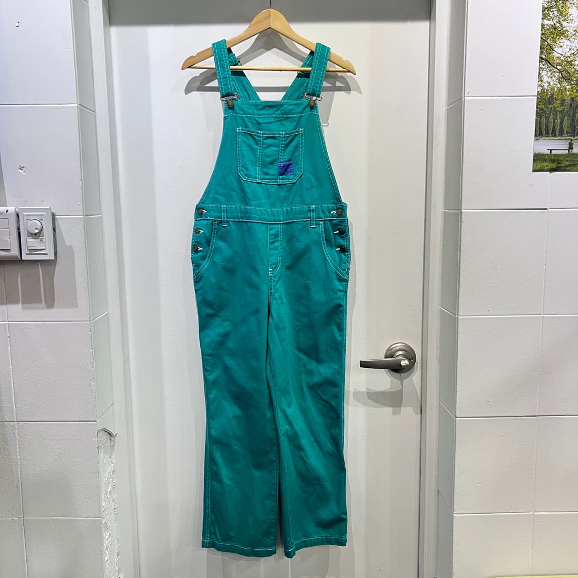[M] 재팬빈티지 데님 오버롤 멜빵바지 그린 상품이미지1