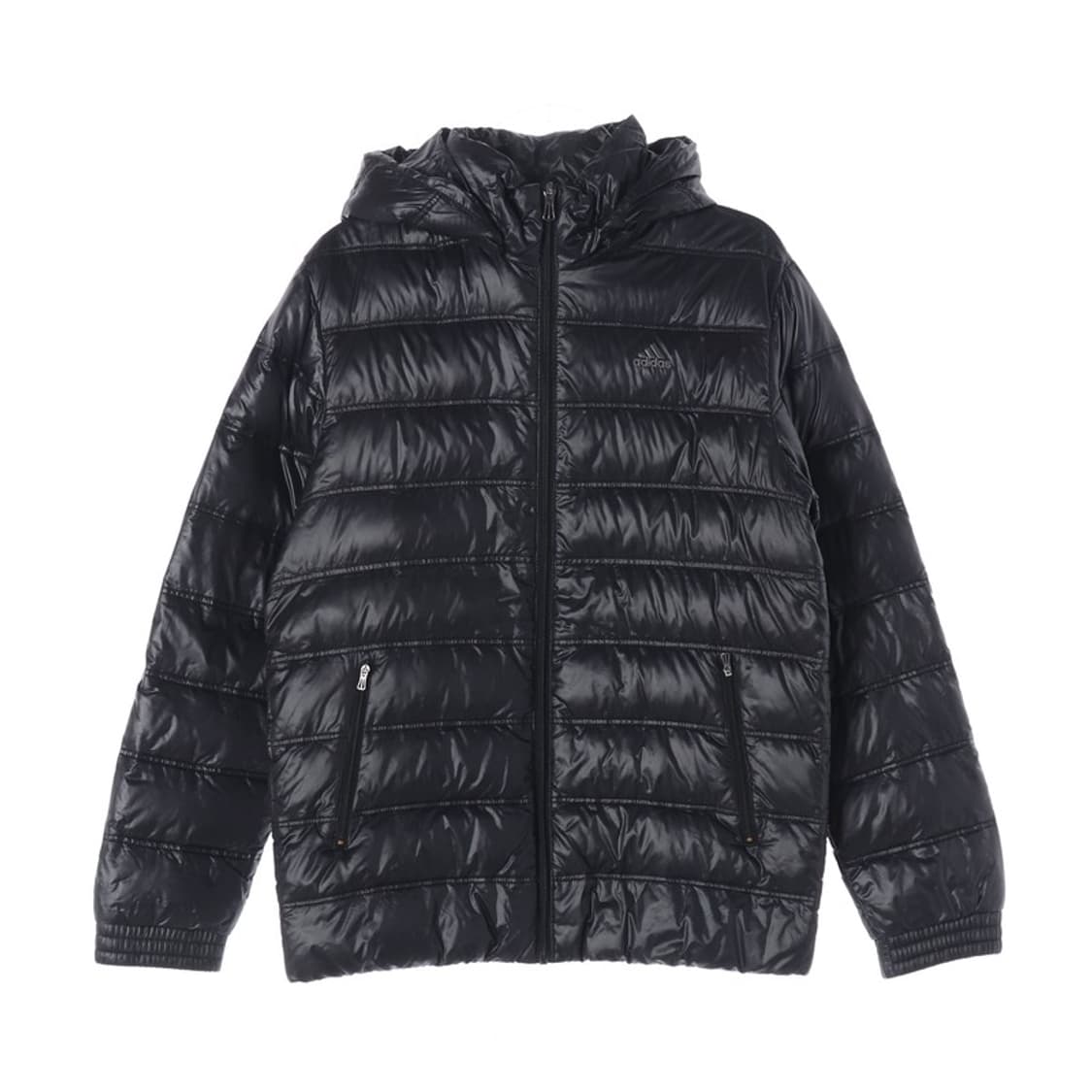 아디다스 구스 베이직2 블랙 유광 숏패딩 M 상품이미지1