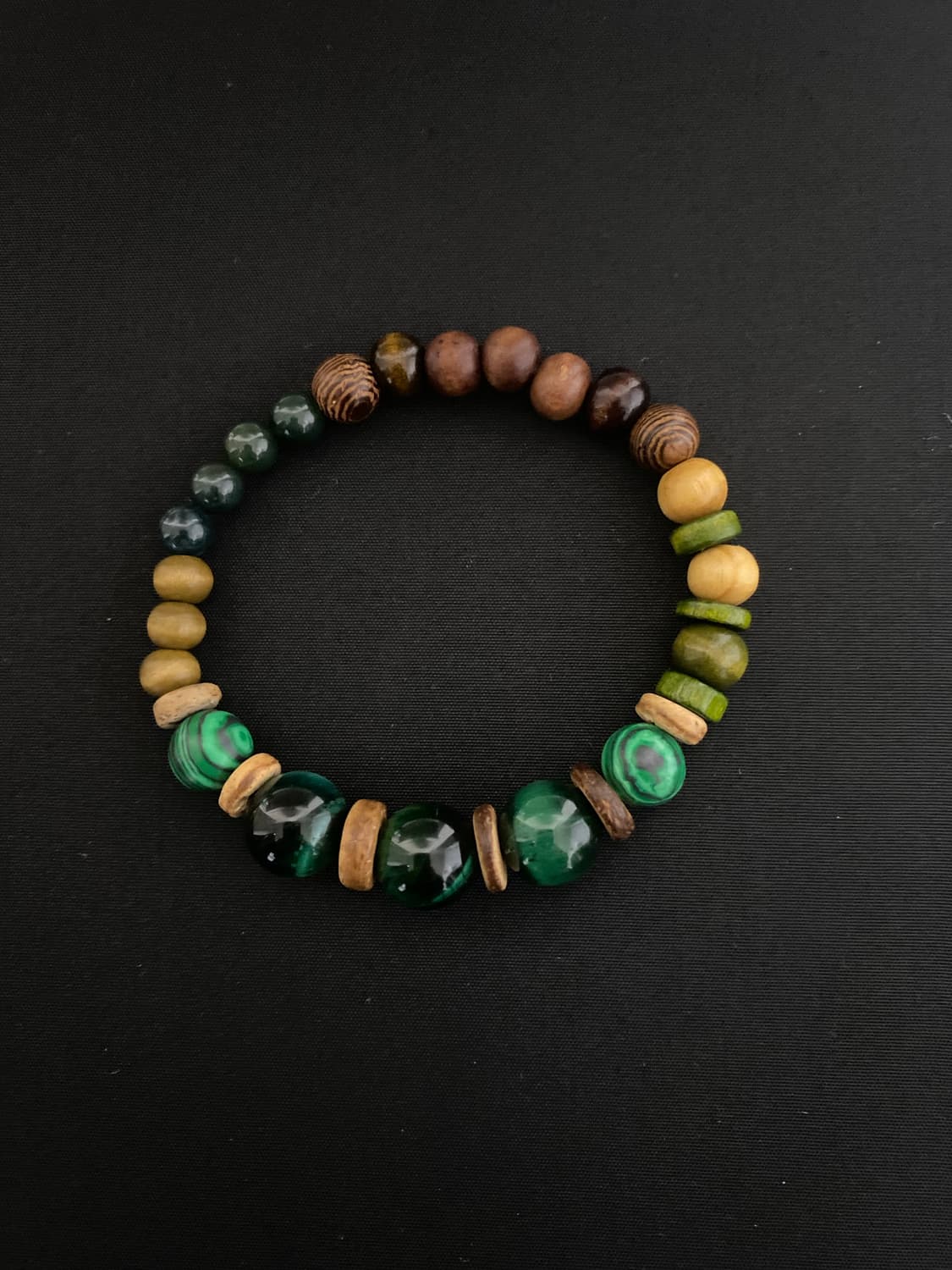 천연석&우드 팔찌 포레스트 그린 상품이미지1