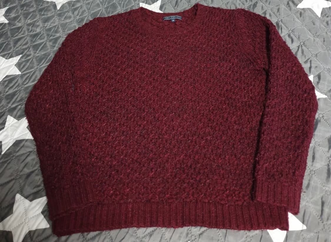 크리스크리스티 알파카 울 혼방 트위드 니트 스웨터 버건디(L 상품이미지1