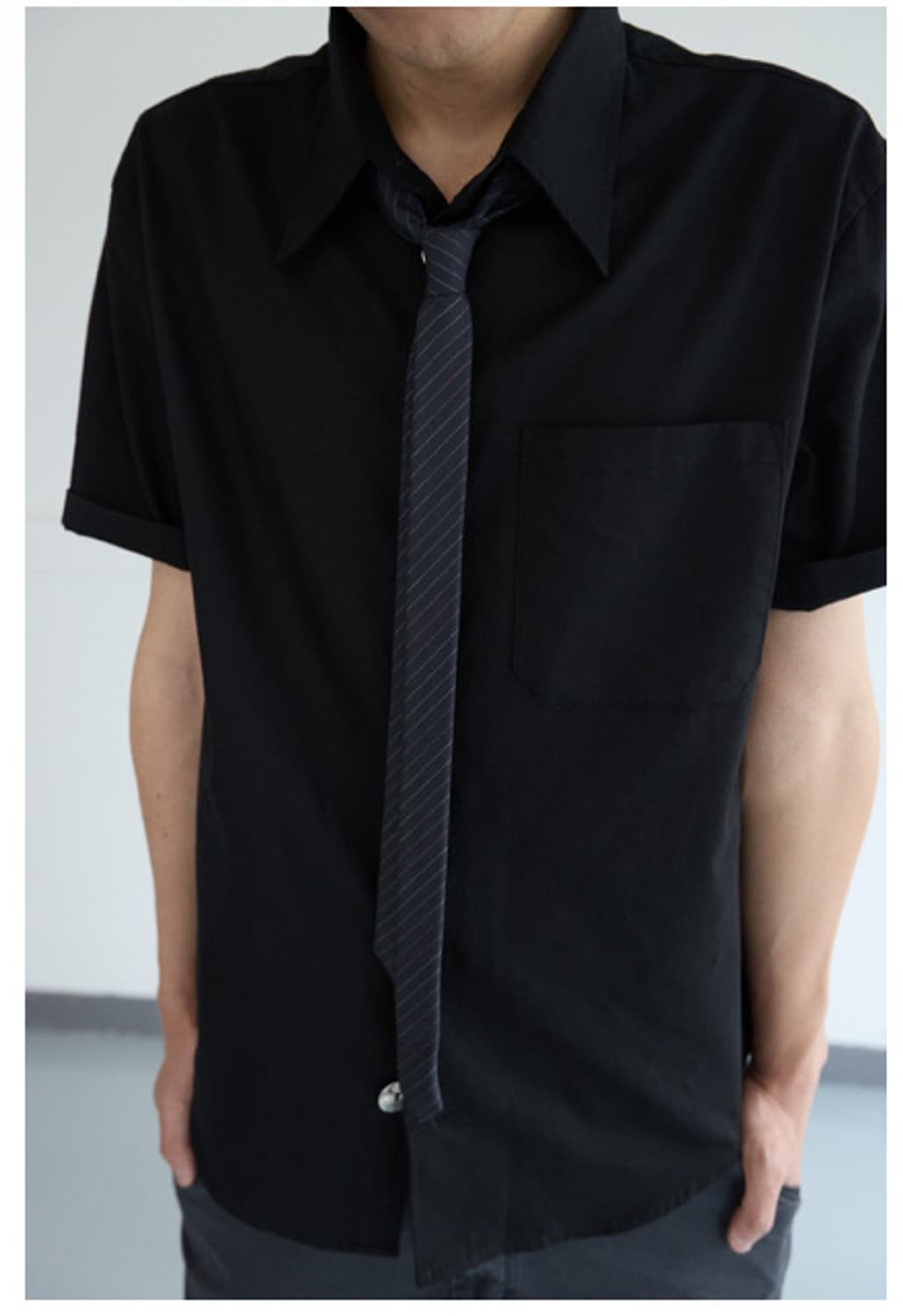 해칭룸 타이 Pete Tie Wool Stripe Dark Navy 상품이미지2