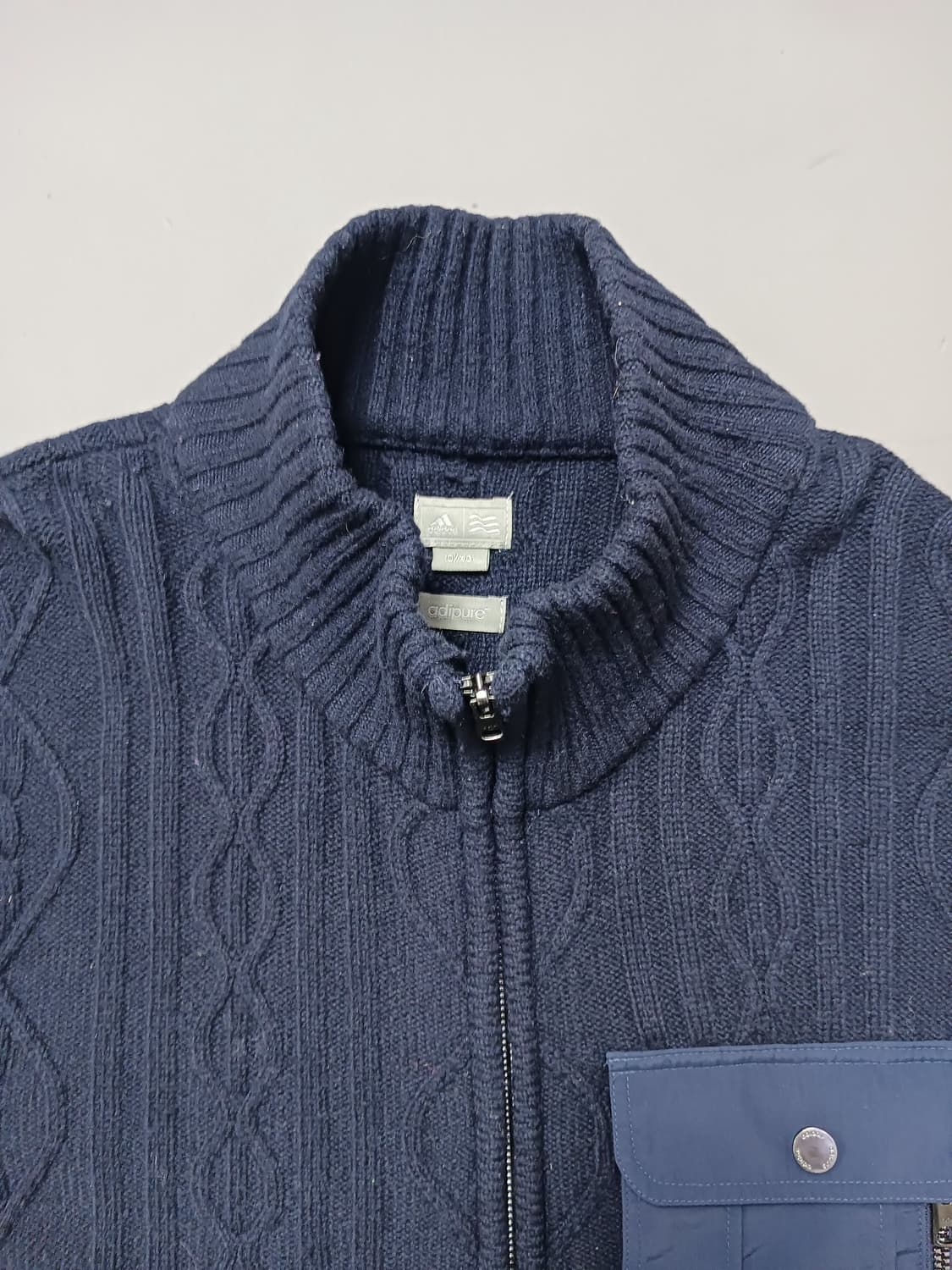 [프리] 아디다스 아디퓨어 네이비 케이블 울 니트 집업 상품이미지2