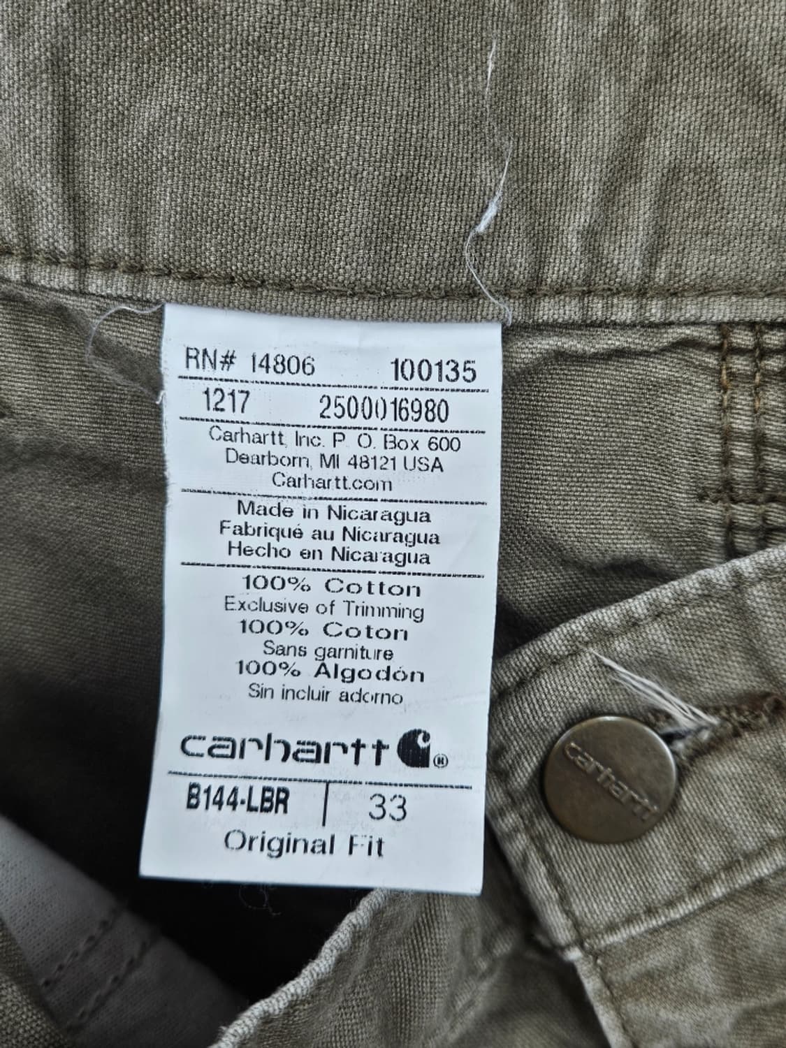 칼하트 카펜터 워크 쇼츠 반바지 ( 33" ) / 11974 상품이미지7
