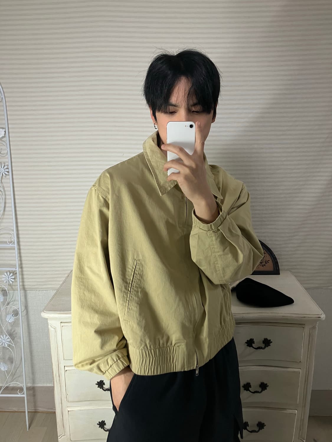 빈티지 베이지 크롭 블루종 759 y2k 스트릿 갸루 펑키 일본빈티지 상품이미지1