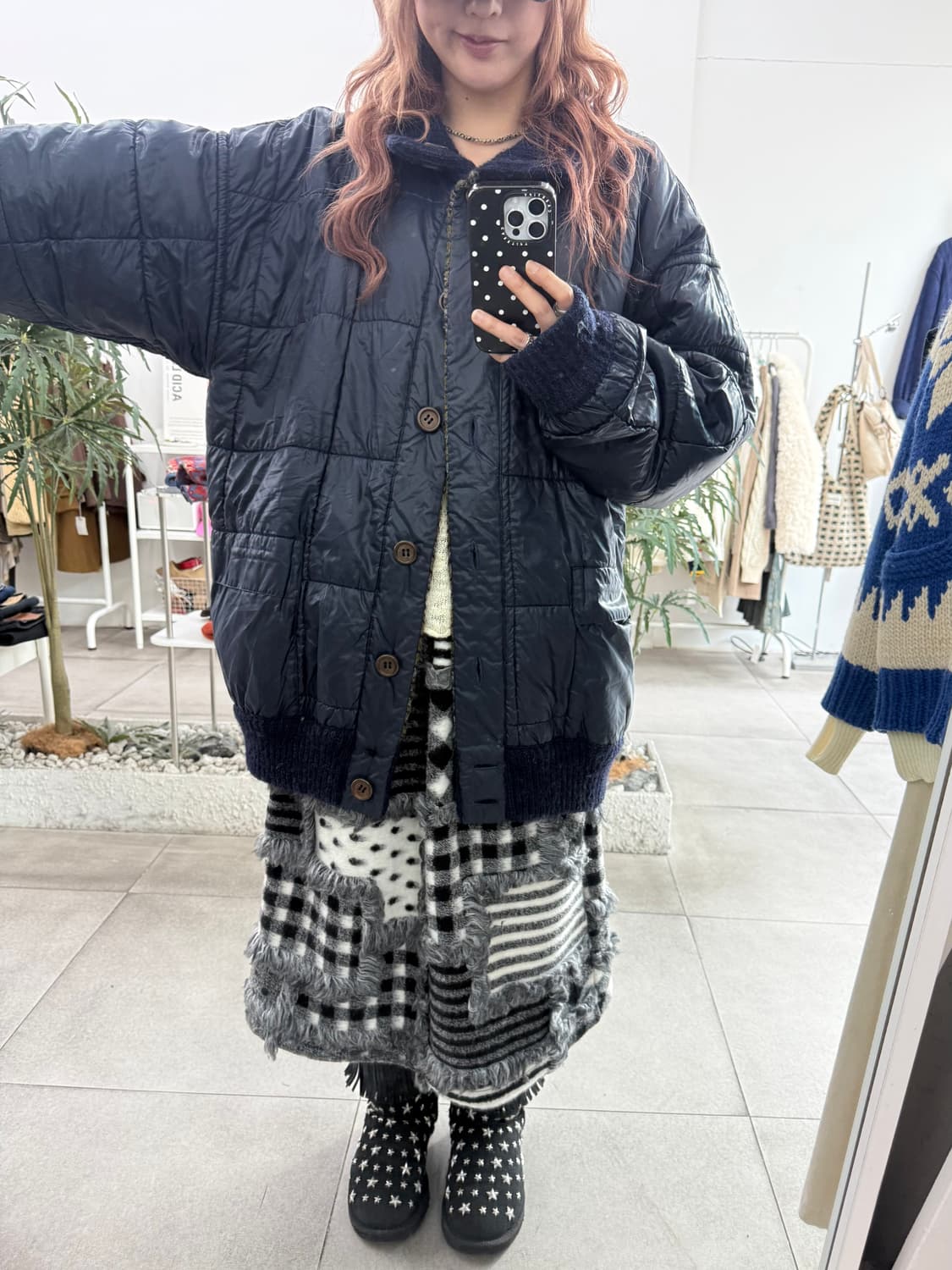 미쏘니 리버시블 울 모헤어 니트 패딩 점퍼 자켓 상품이미지3