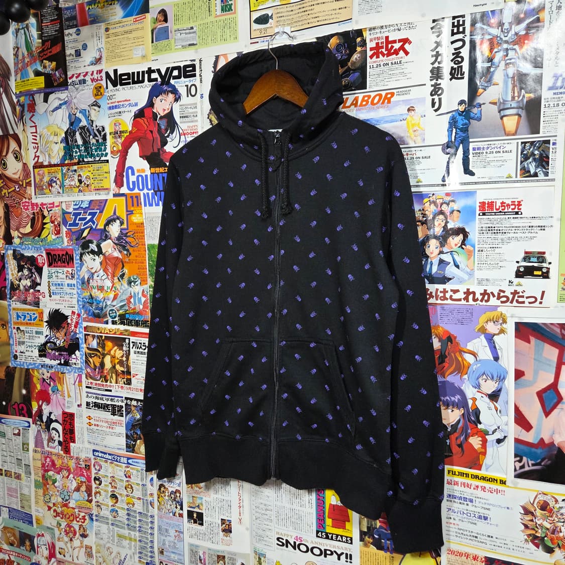 JPN 퍼플 스컬 해골 패턴 후드집업 상품이미지2