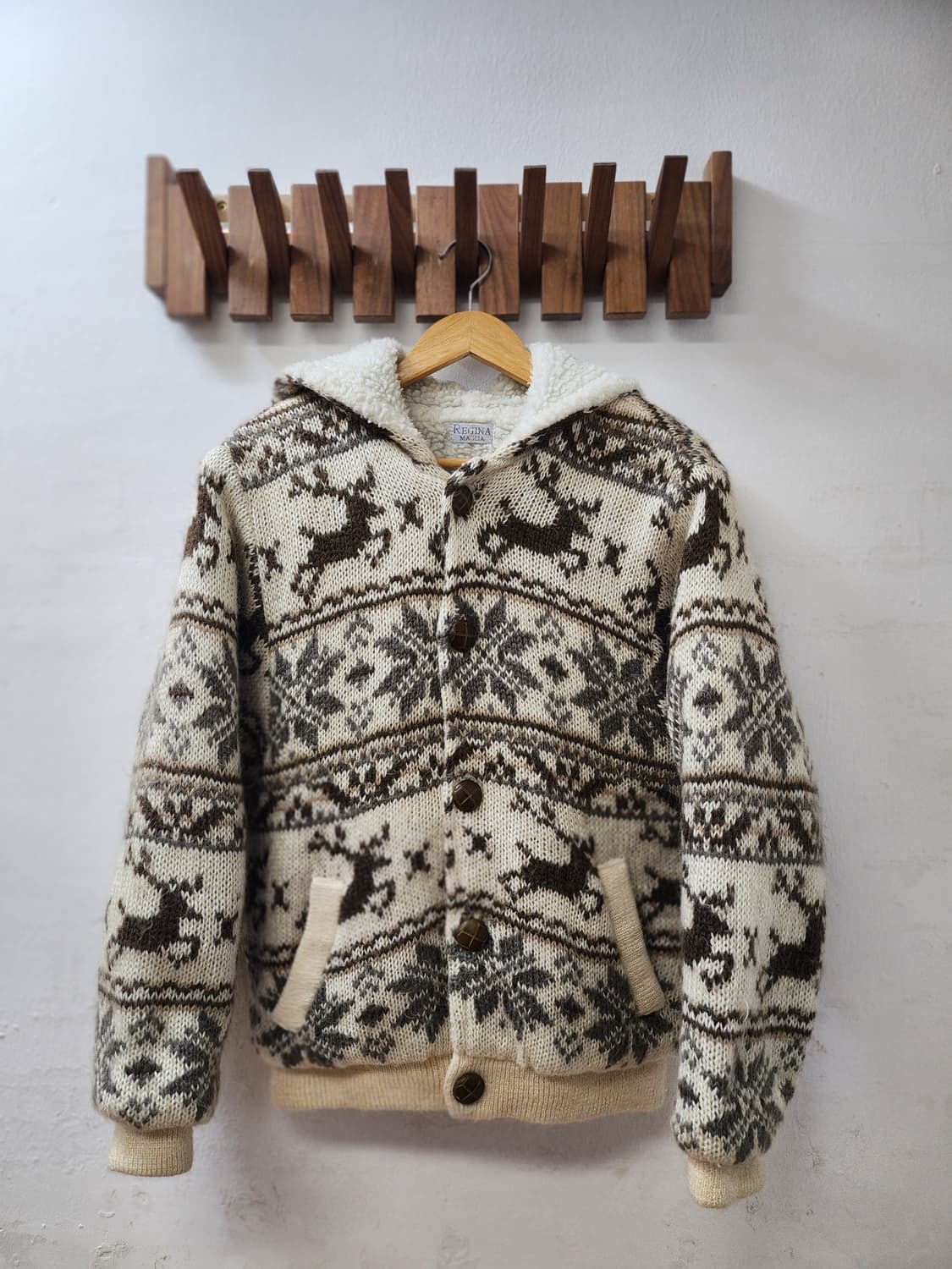 일본빈티지 눈꽃사슴후드스웨터 상품이미지1