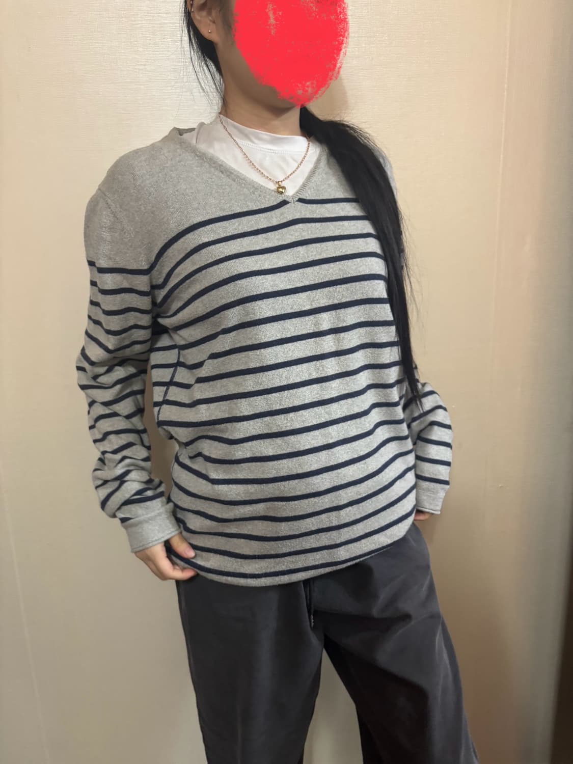 자라 스트라이프 브이넥 니트 상품이미지1