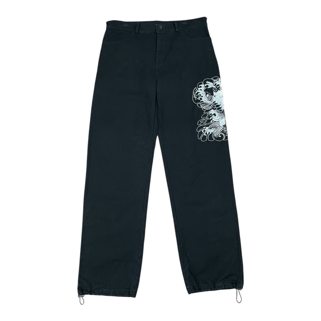 잉어 자수 블랙 팬츠 상품이미지2