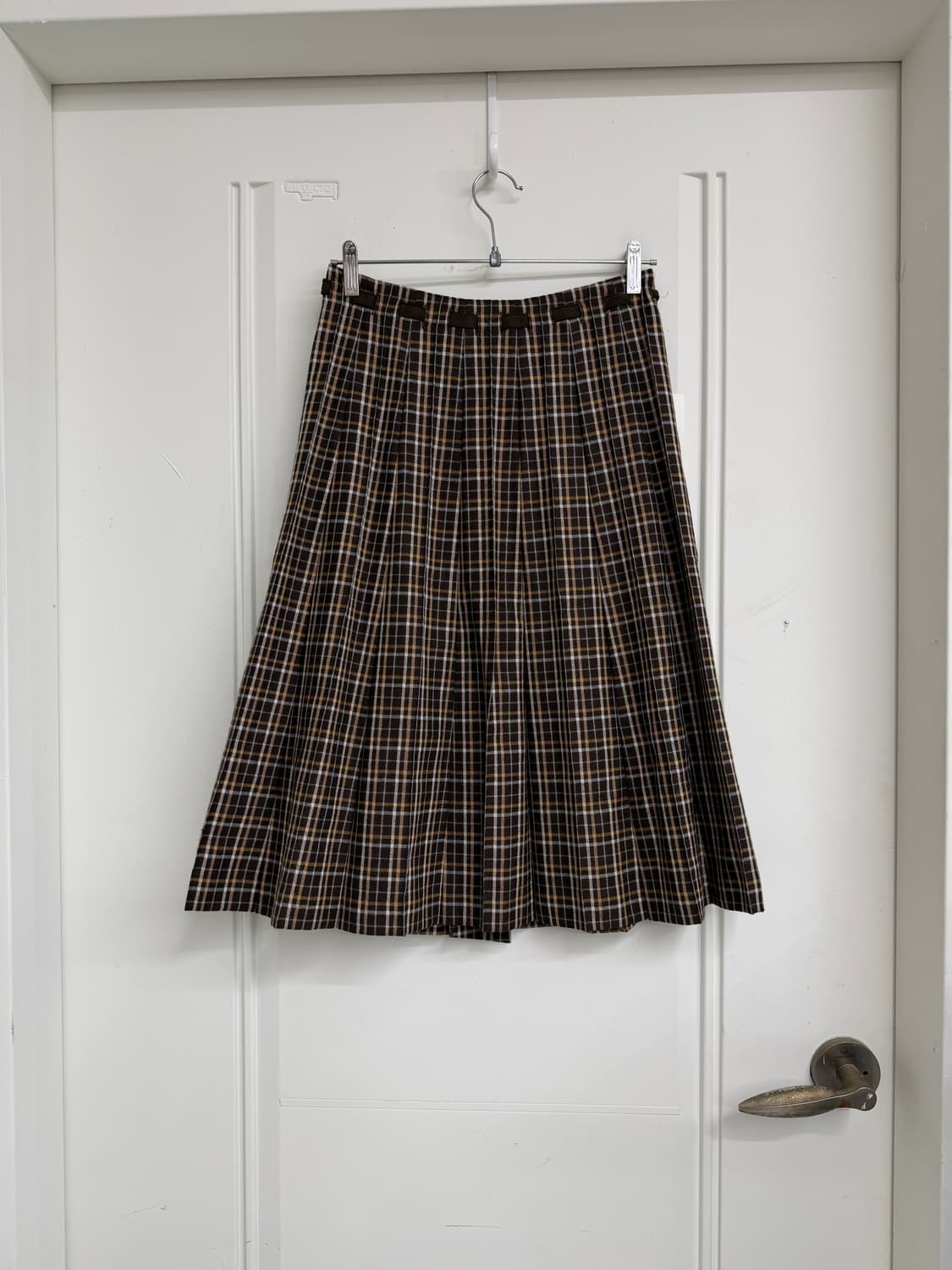 일본빈티지 브라운 체크 울 미디스커트 상품이미지8