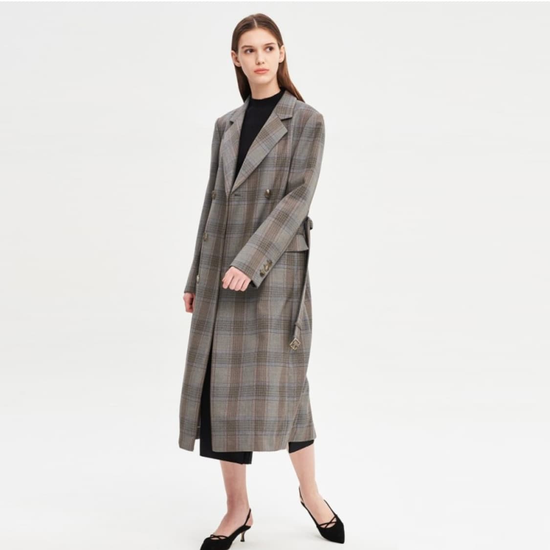 타임(TIME) 벨티드 체크코트 55-66  상품이미지1