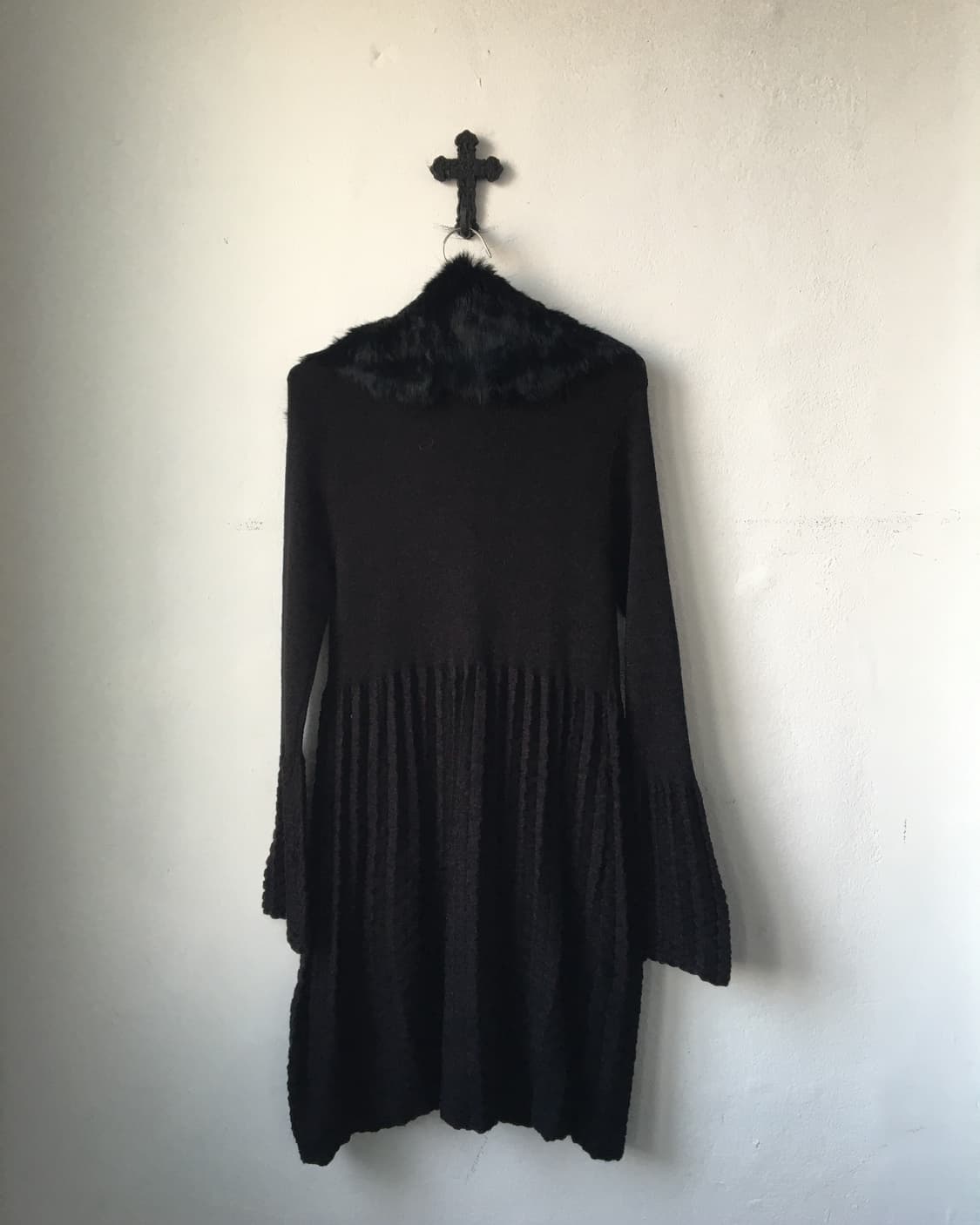 Fur collar point knit long cardigan 상품이미지3