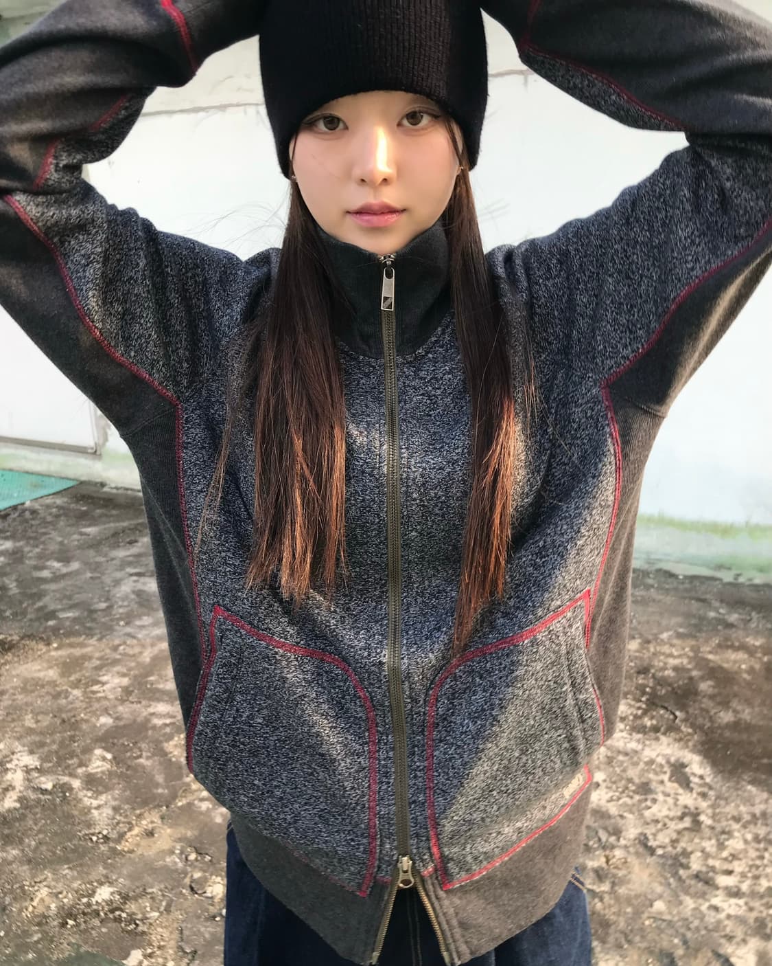 레드 스티치 투웨이 집업 상품이미지3