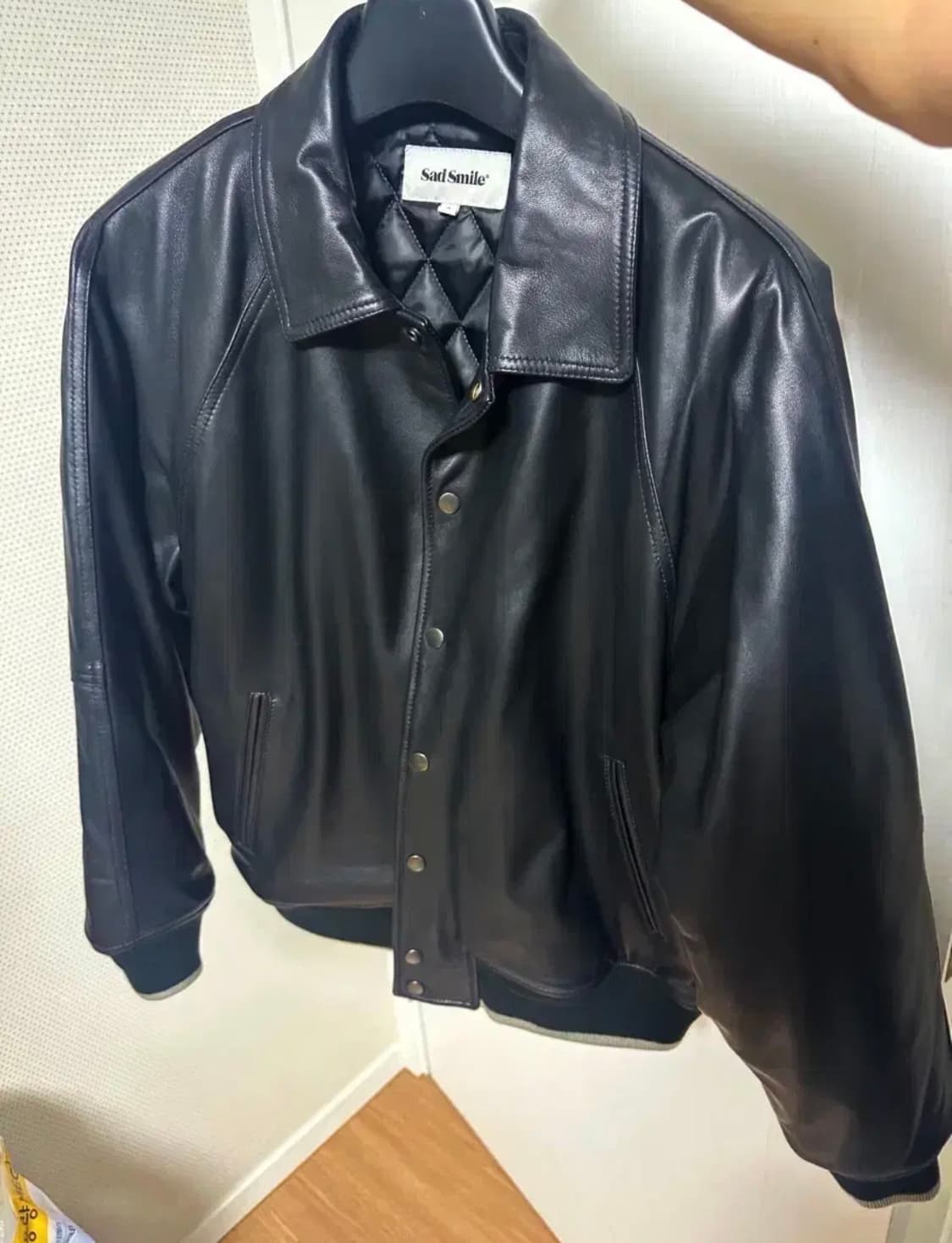 커스텀멜로우 램스킨 레더 바시티자켓 상품이미지1