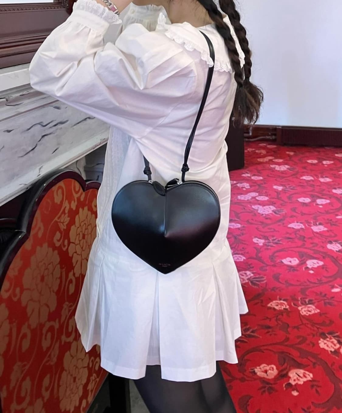 neuadult 노이어덜트 핀턱 로우웨이스트 원피스 퍼프 코튼 레이스 상품이미지3