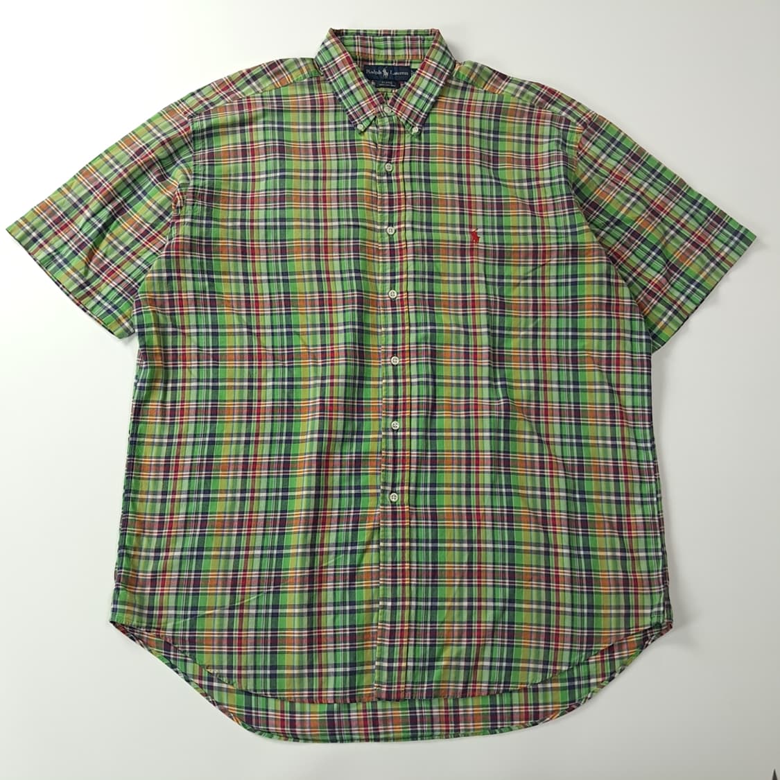 CJ250 XL 폴로 90s 인도판 그린 마드라스 반팔 셔츠 남방 상품이미지1