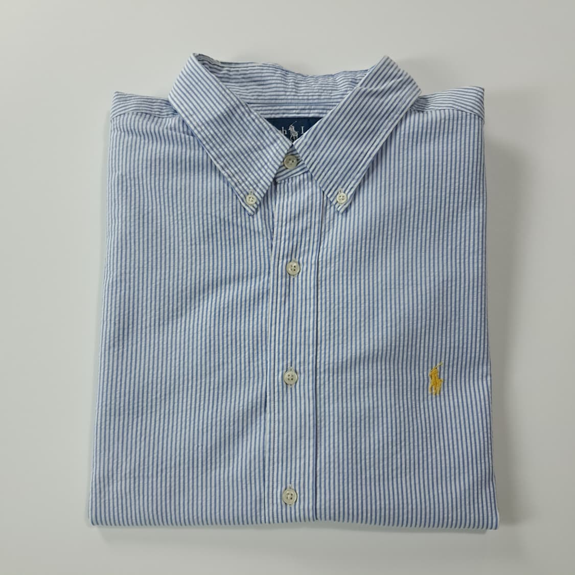 CK712 2XL 폴로 00s 시어서커 블루 스트라이프 반팔 셔츠 남방 상품이미지7