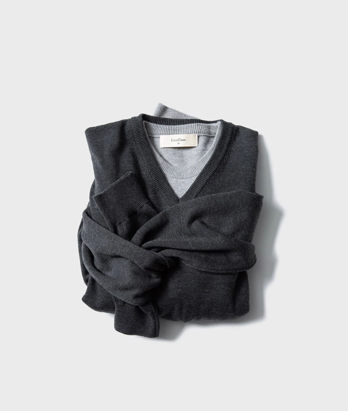 [48] 퍼스트플로어 매일의 니트 브이넥 멜란지그레이 상품이미지1