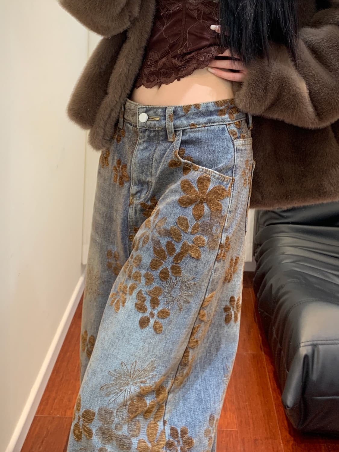 레트로 블루 와이드 팬츠 (7size)(작은키) 상품이미지4