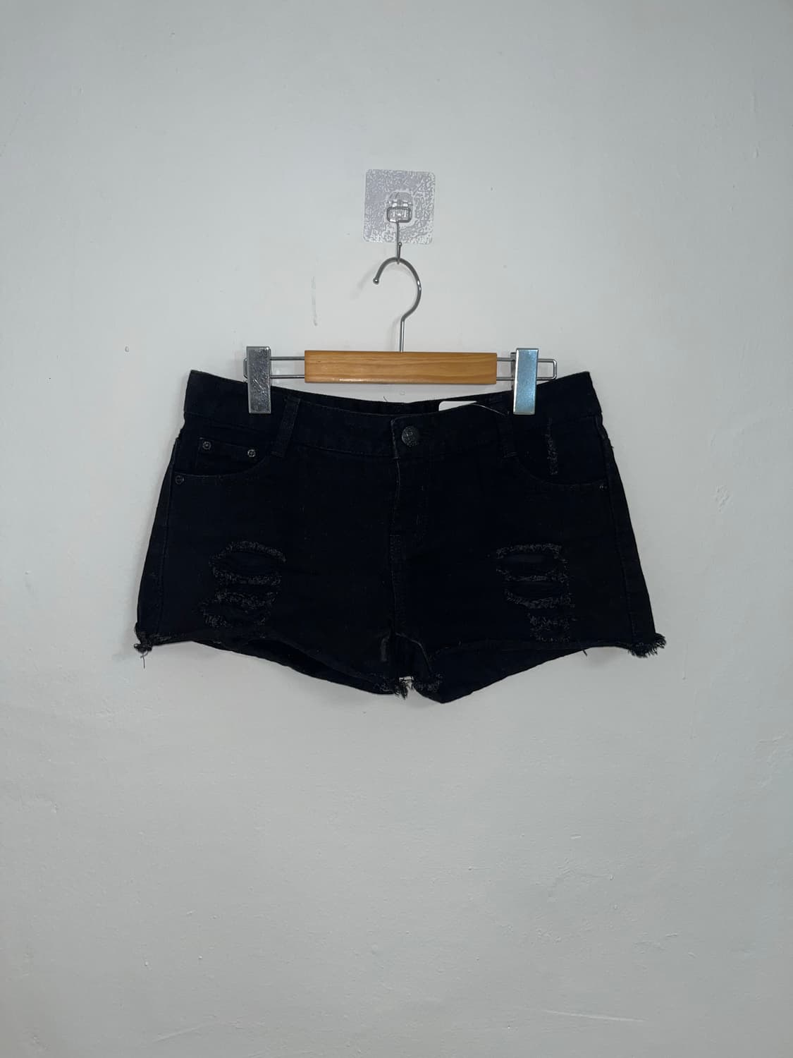 블랙 데미지 숏팬츠 상품이미지1