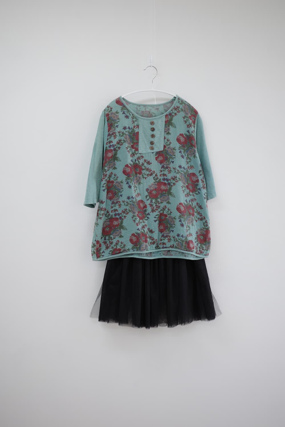 Blue-green flower blouse 상품이미지6