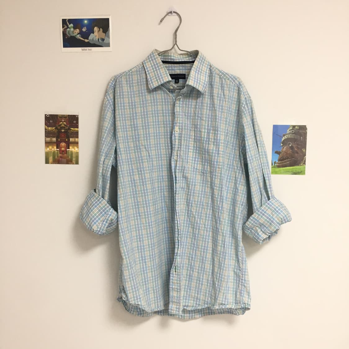 빈티지 너드 블루 체크 패턴 셔츠 상품이미지2