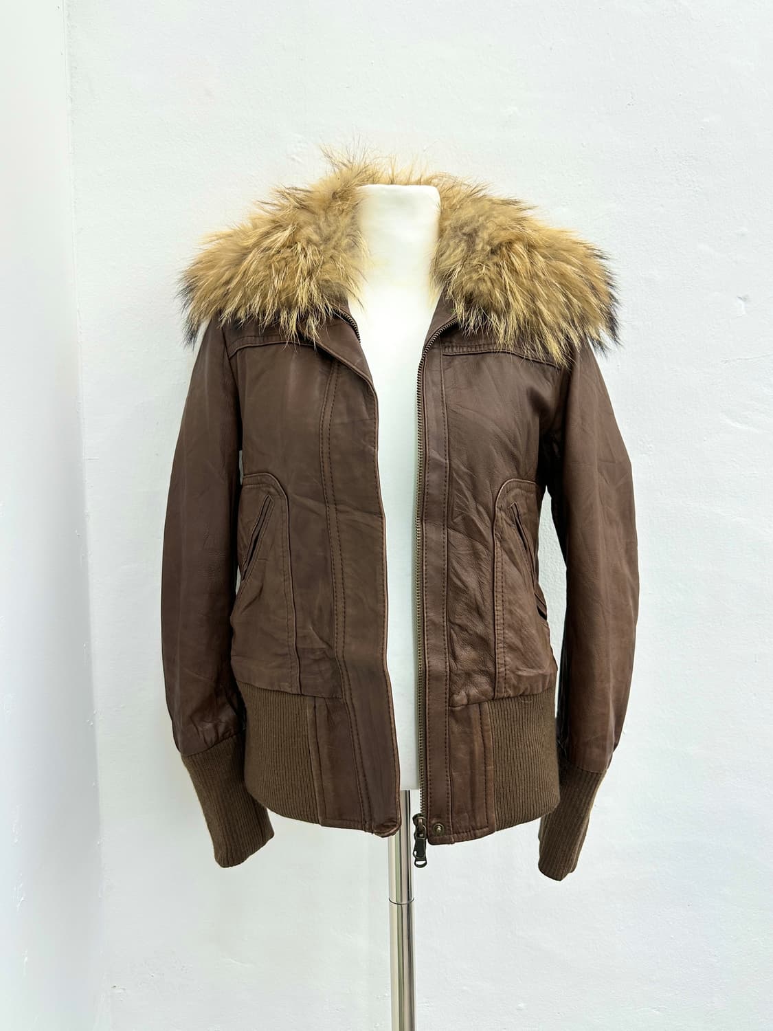 Raccoon fur high neck sheepskin leather  상품이미지5