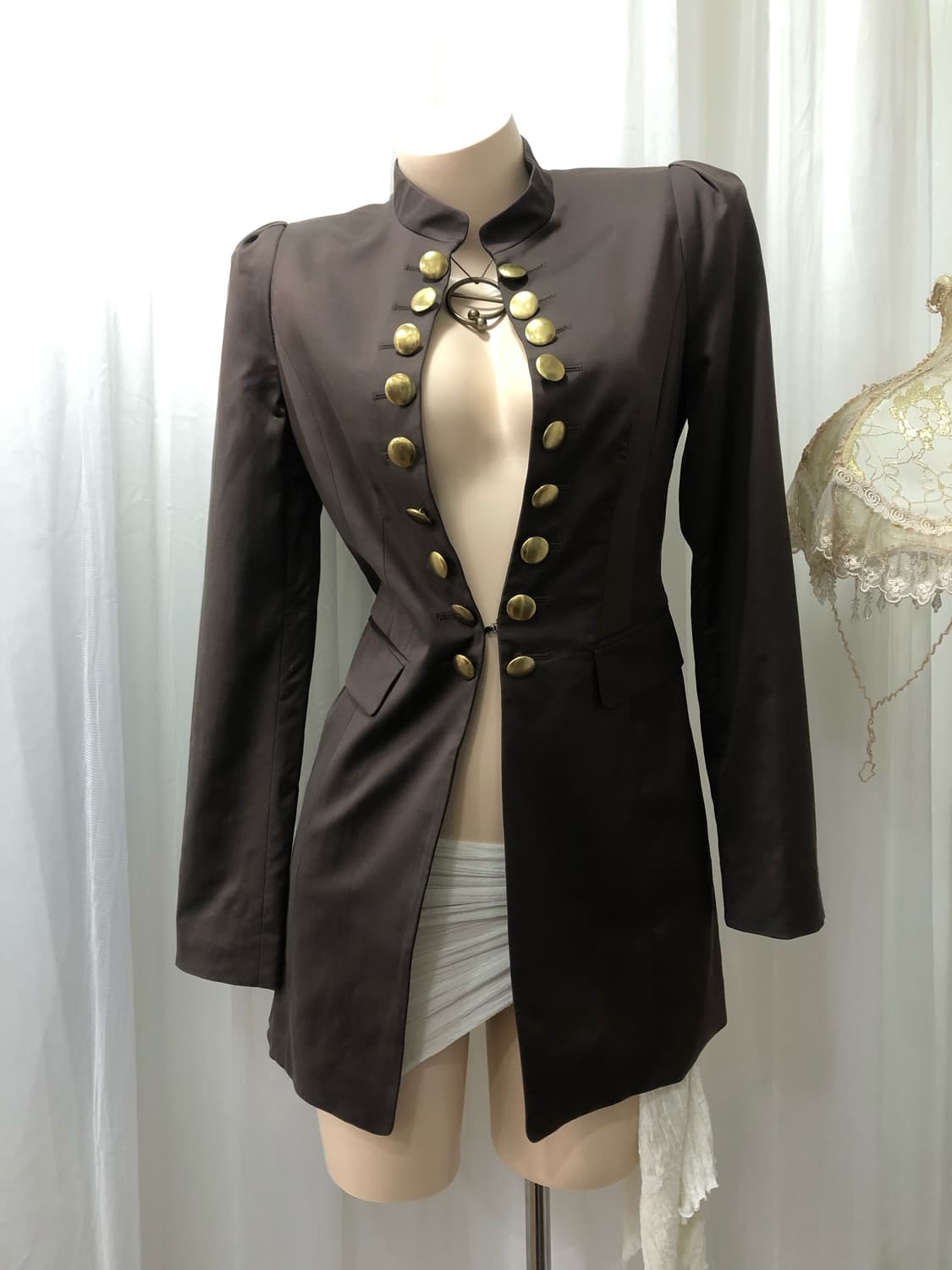 brown tailored napoleon midi jacket 상품이미지2