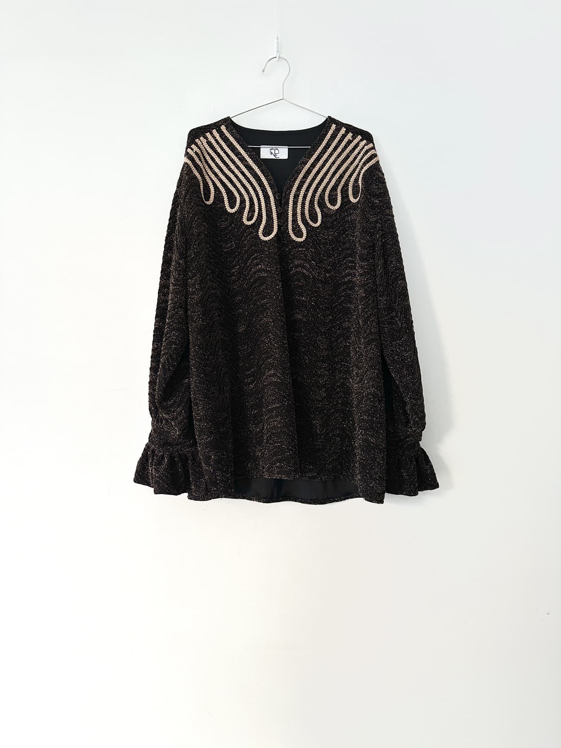 Gold glittery flar blouse & ops 상품이미지1