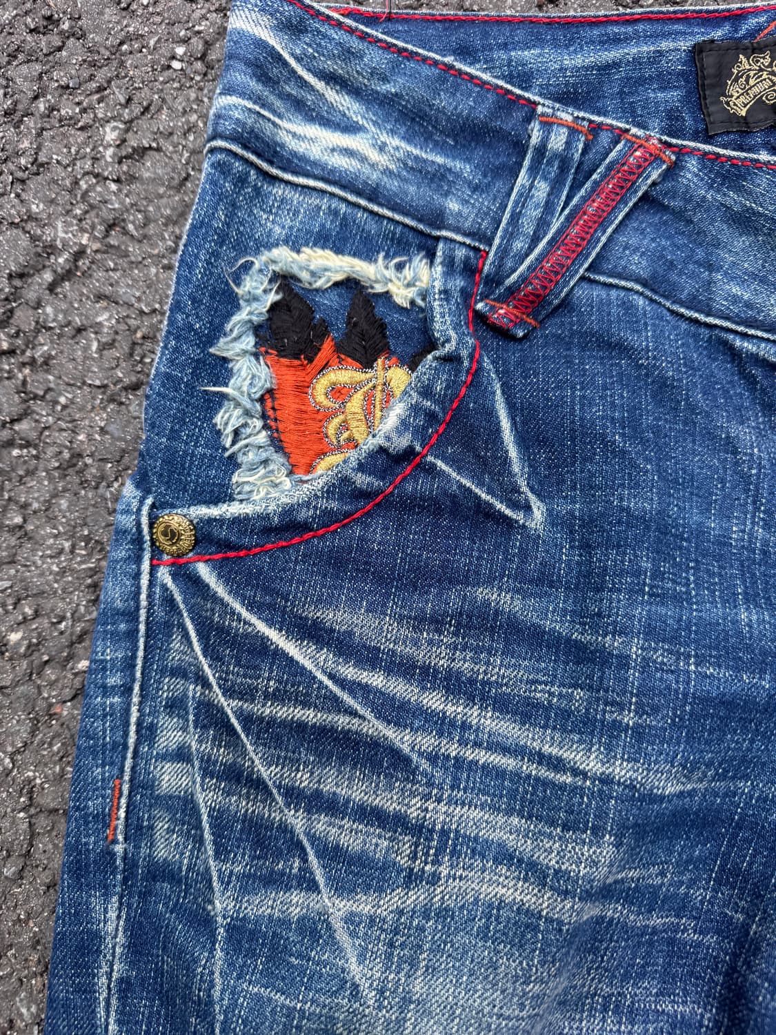 레드페퍼 자수 워싱 부츠컷 데님팬츠  상품이미지7