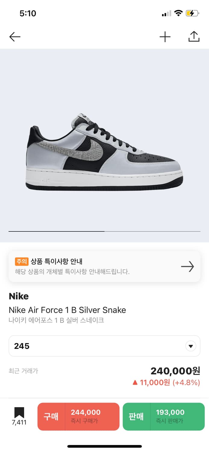 Airforce 1B silver snake (245) 상품이미지2