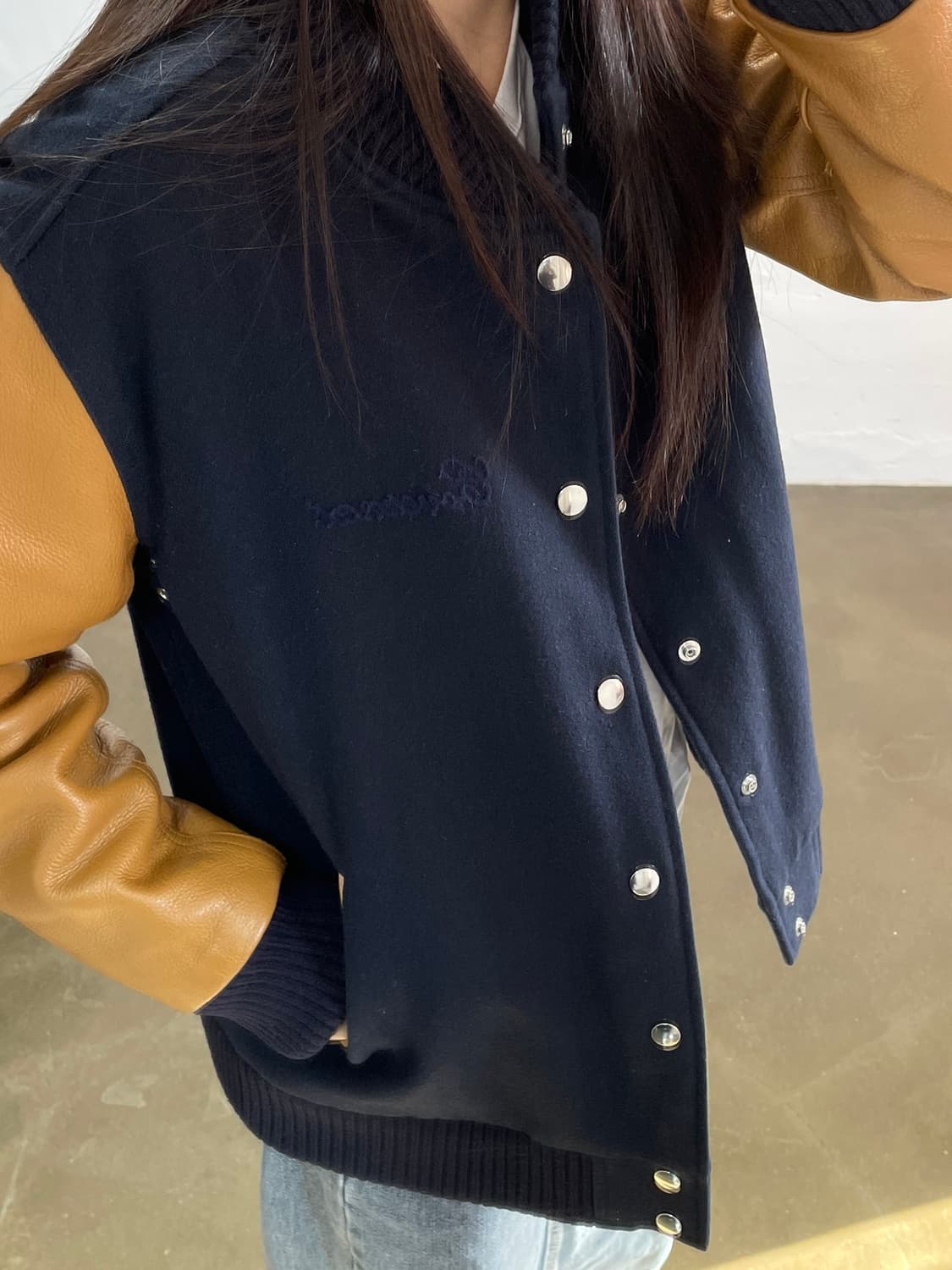 커버낫 야구 점퍼 네이비/브라운 L 상품이미지3