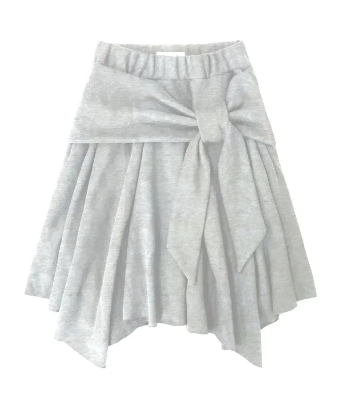 체메씨 치마 보우 언발란스 스커트 화이트 멜란지 상품이미지1