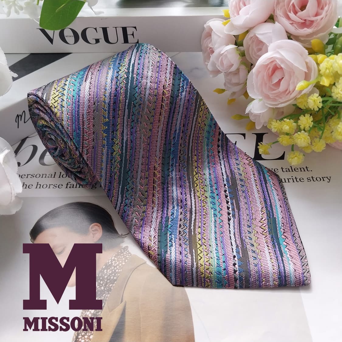 미쏘니 넥타이 퍼플 멀티 스트라이프 10cm A+등급 K2204
 상품이미지1