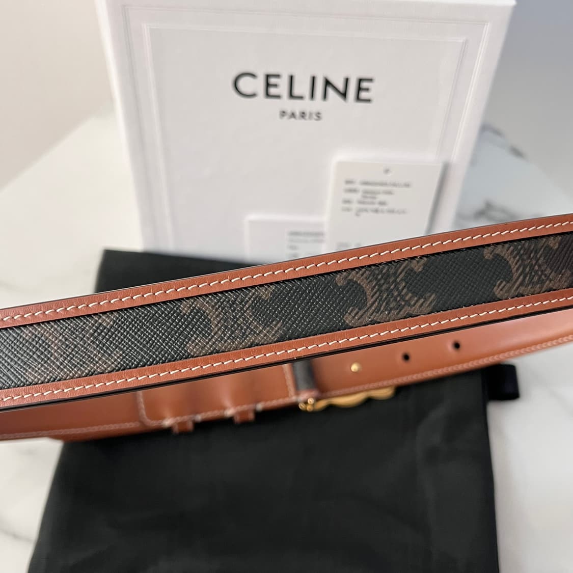 [S급/정품] 셀린느 트리옹프 캔버스 금장 로고 벨트 상품이미지4