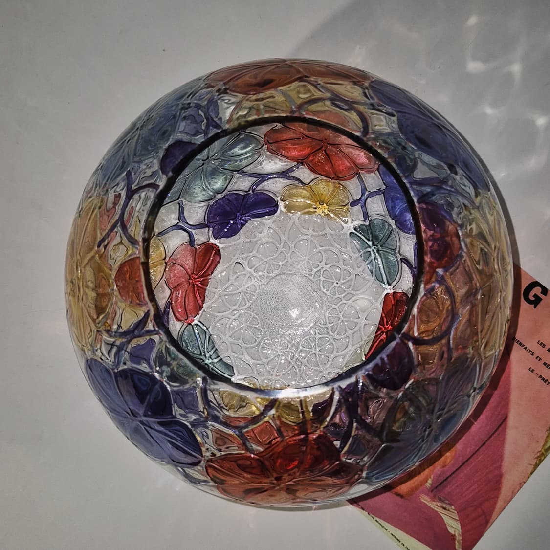 90s 체코 보헤미아 컬러 나팔꽃 구체 대형 화병 상품이미지9