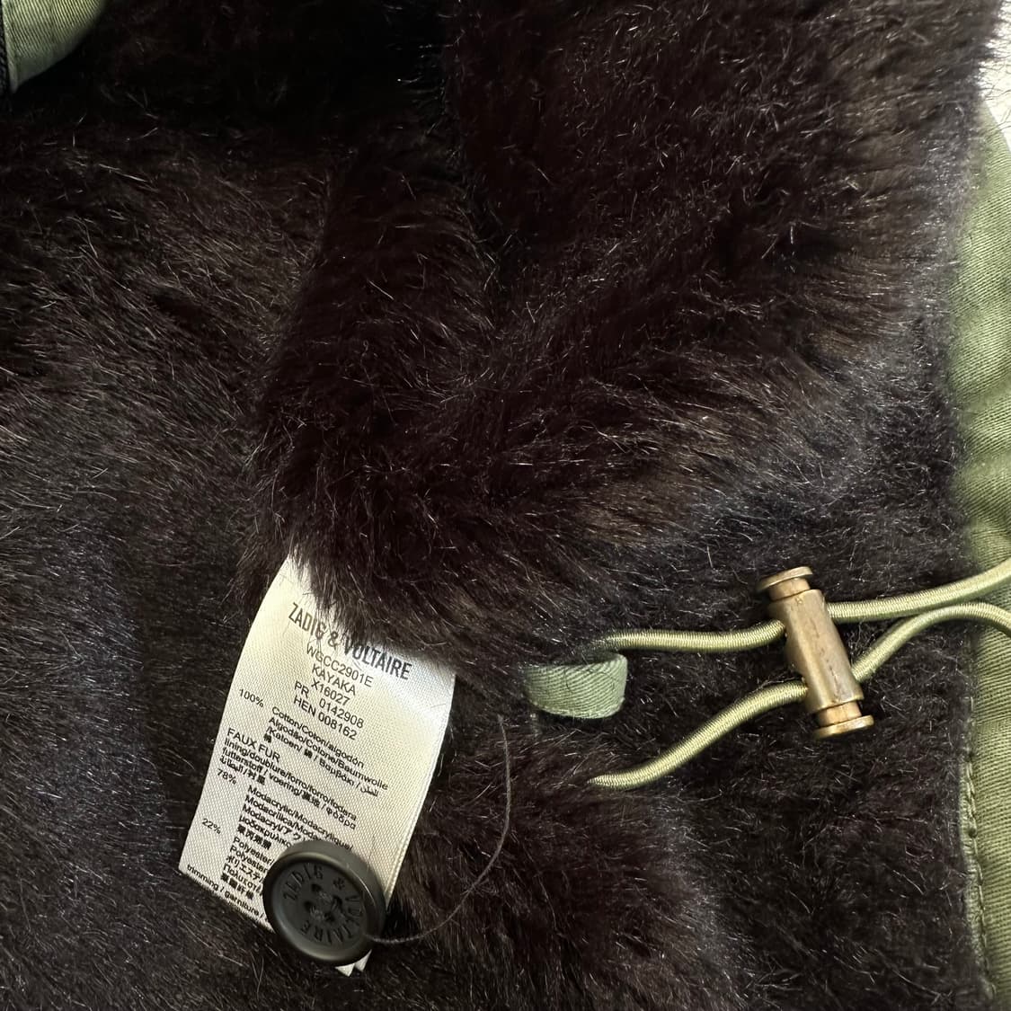 우먼S-M 쟈딕앤볼테르 카키 안감보아털 M65 겨울 야상자켓 상품이미지9