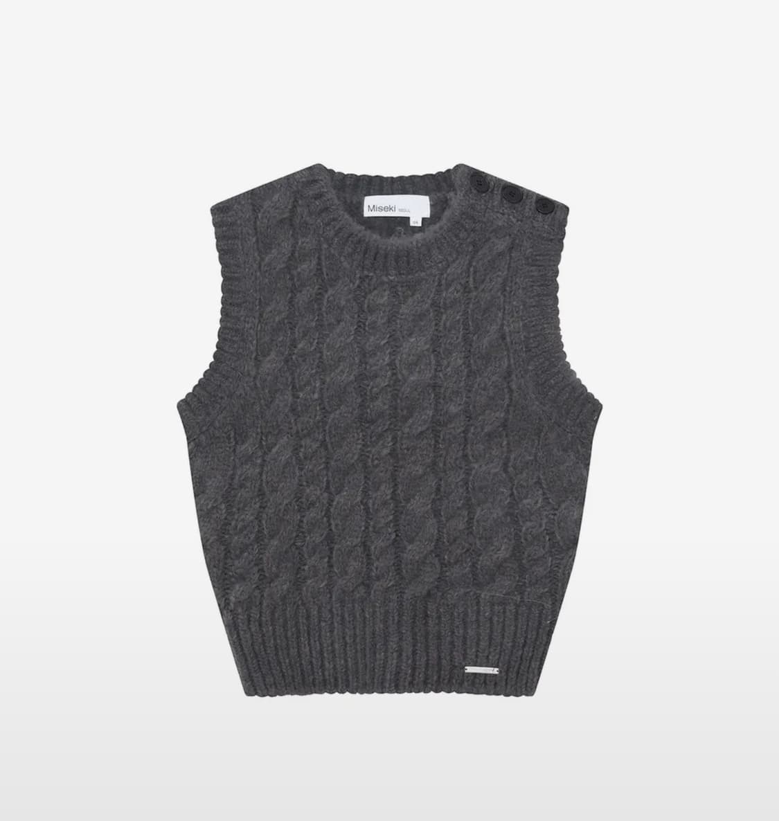 미세키 서울 케이블 니트 베스트 차콜 조끼  상품이미지1