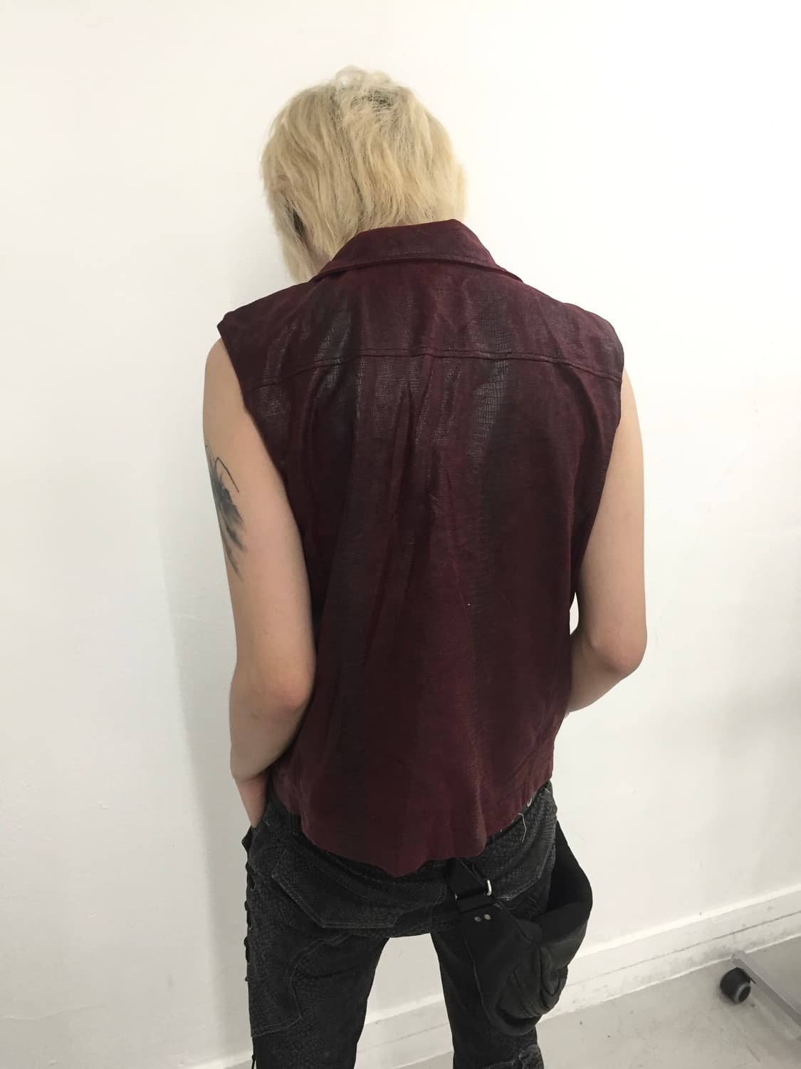 Blood wine red python sleeveless jacket  상품이미지6