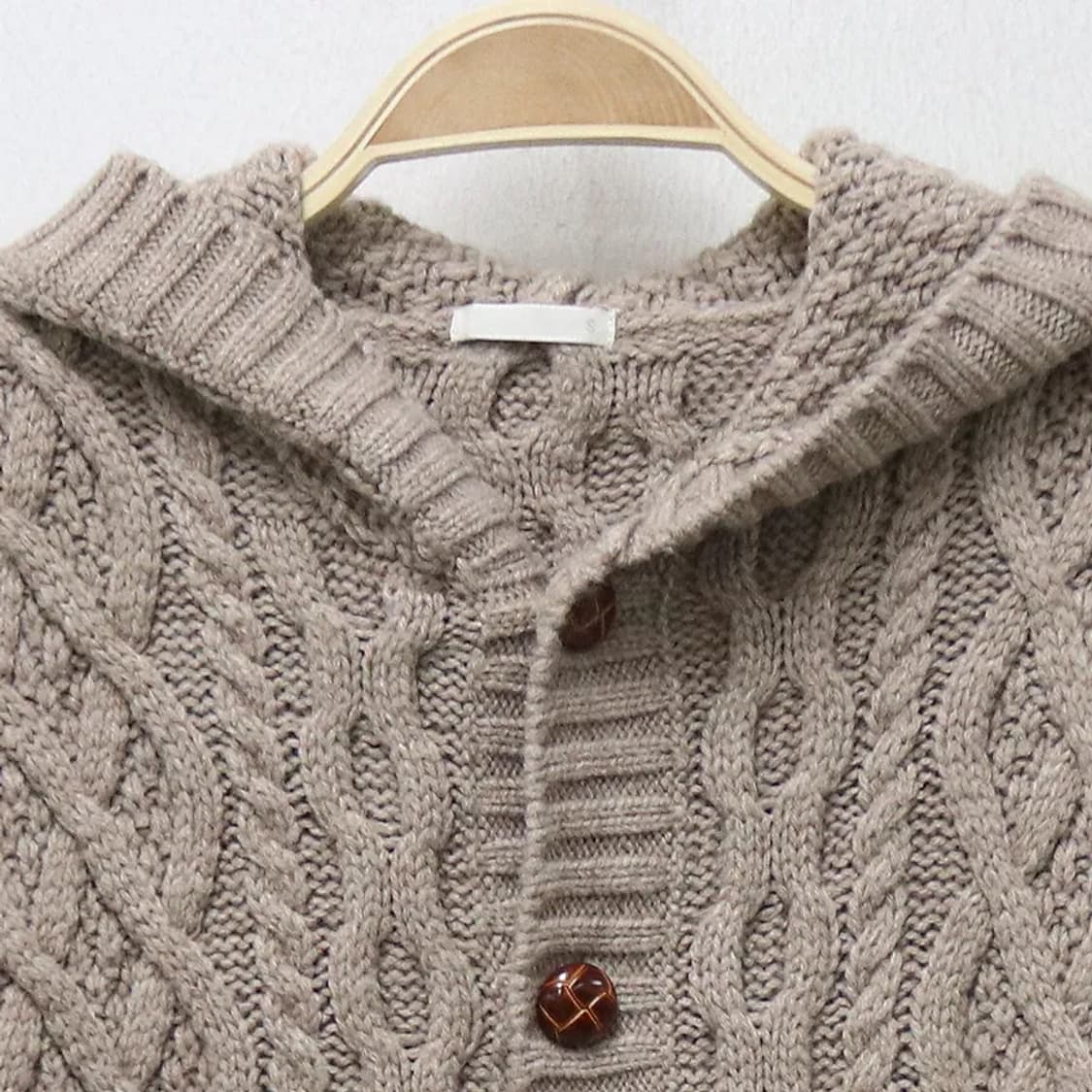 GU 브라운 후드 울 혼방 니트 자켓 61134 상품이미지3