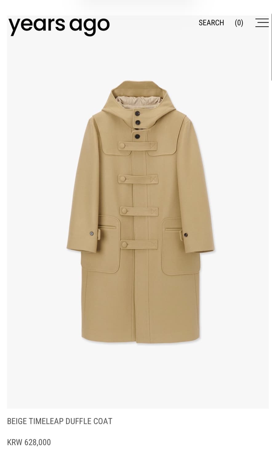 [L] 이얼즈어고 타임리프 더플코트, 카멜 상품이미지1