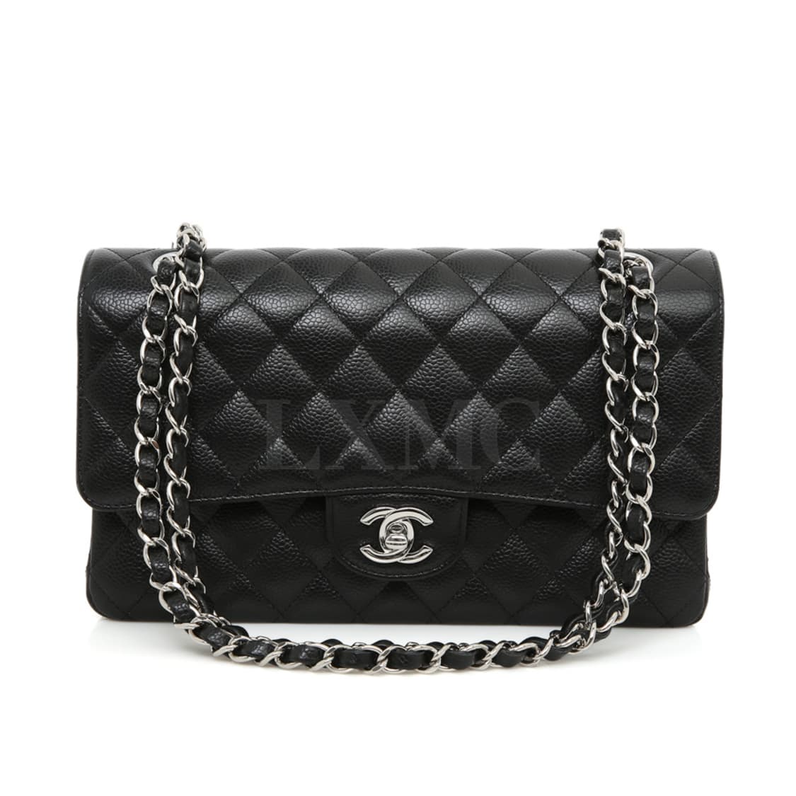 샤넬 클래식 캐비어 미듐 블랙 은장 체인백 A01112 상품이미지1