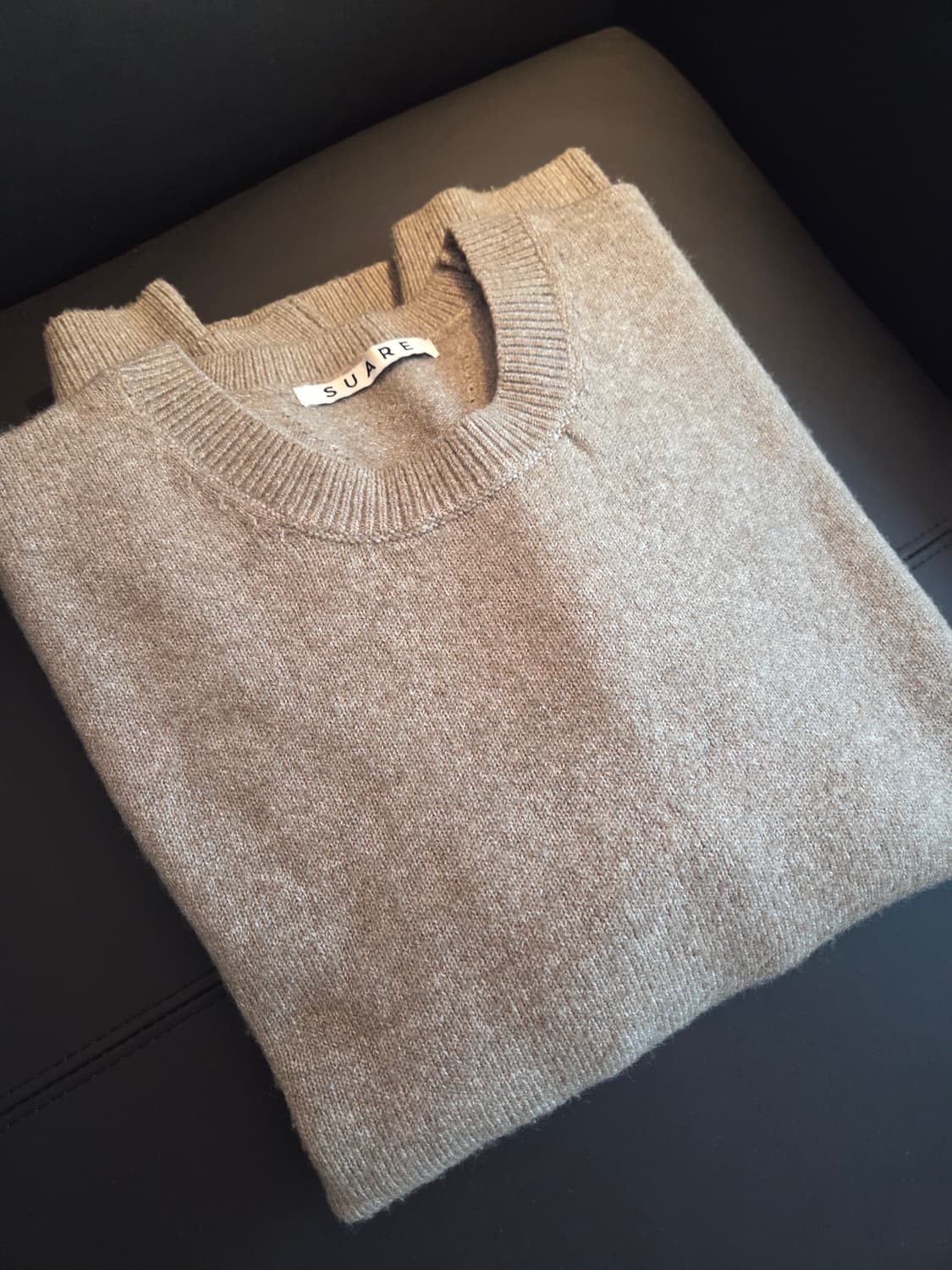 사이즈 L) 수아레 데일리 라운드 니트 - 카키 상품이미지2