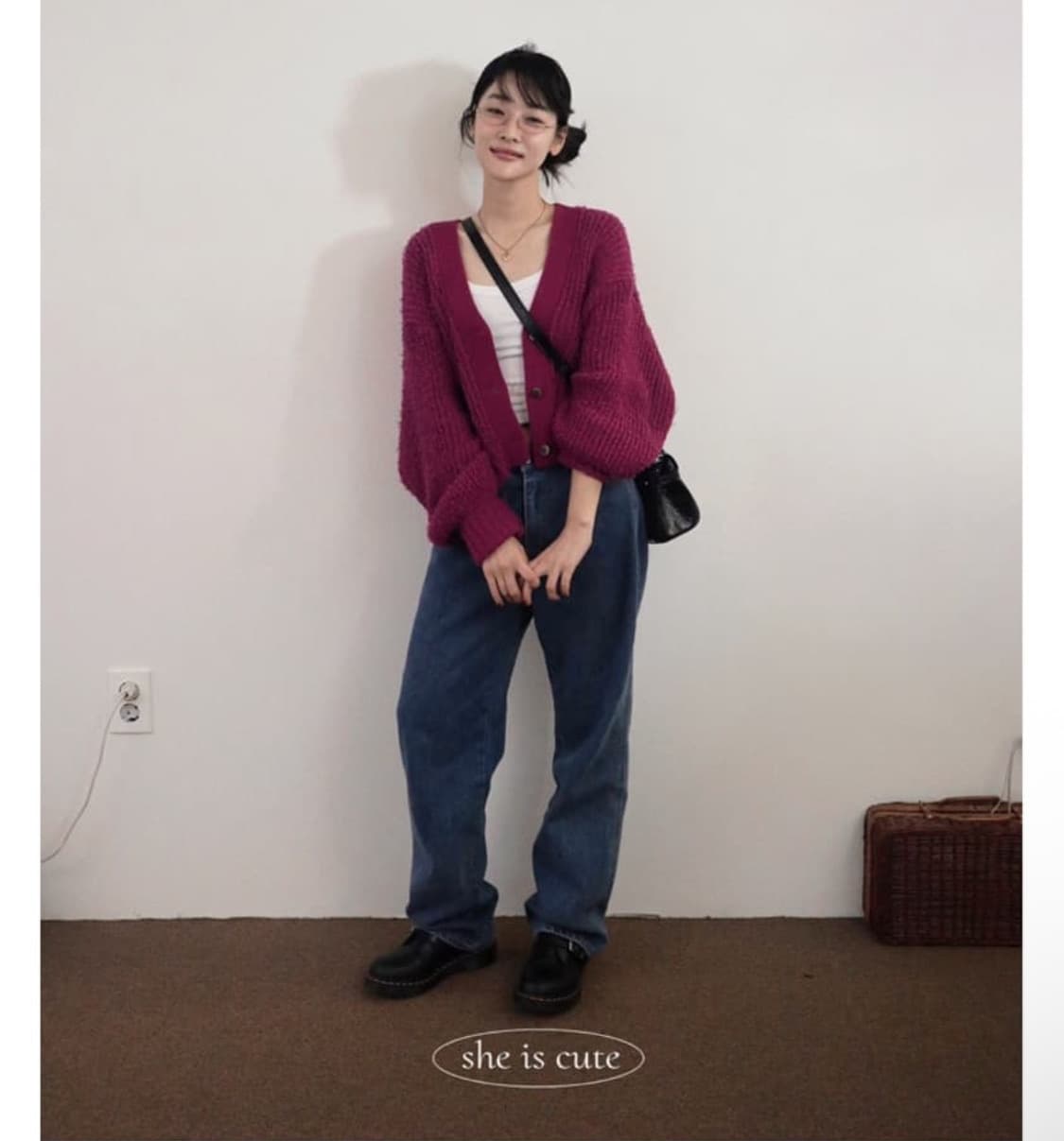 쉬이즈큐트 fluffy cardigan 플러피 가디건 플럼 상품이미지1