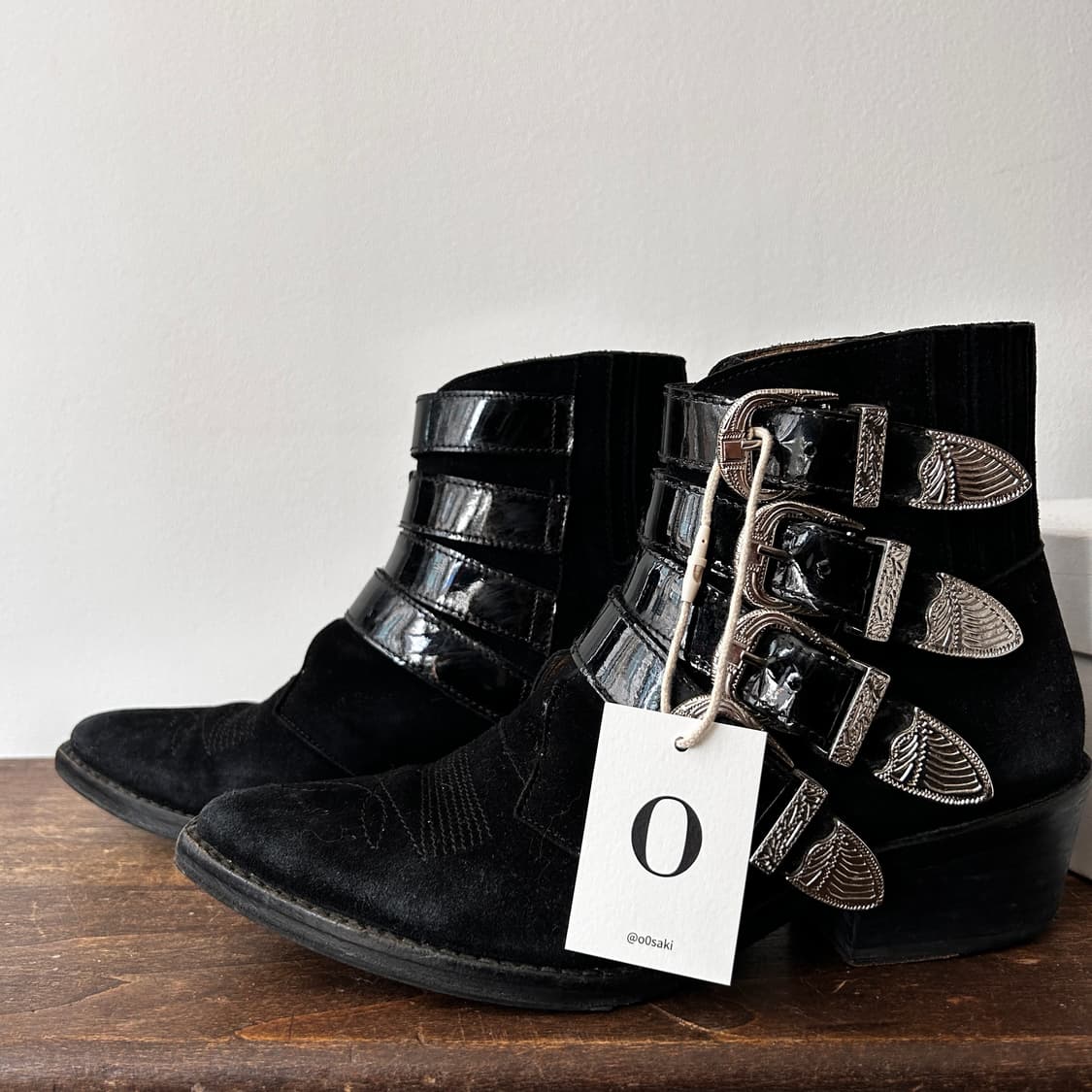 Stitch Suede Western Belt Boots 상품이미지4