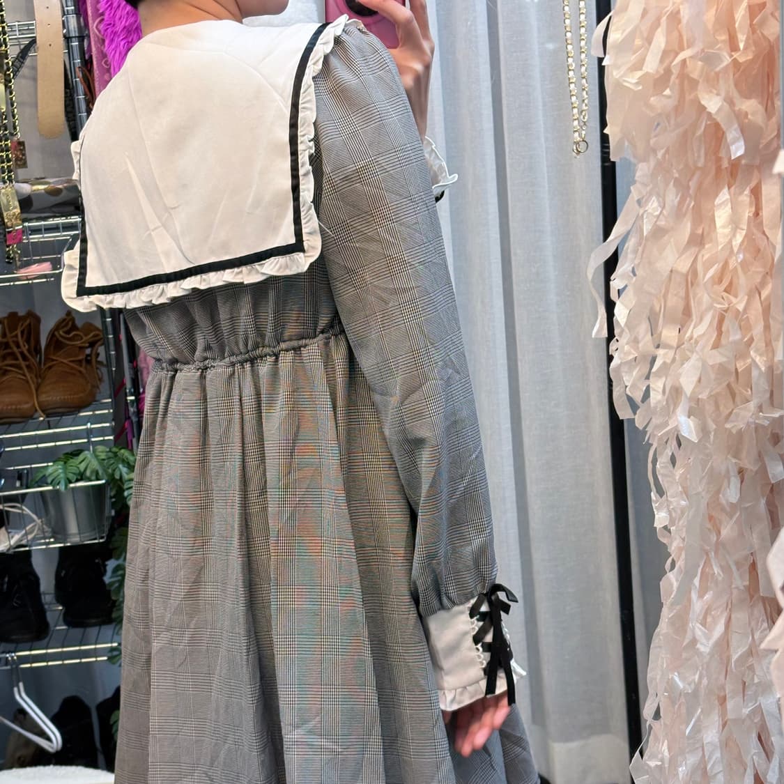 글랜체크 메이드 드레스 상품이미지3