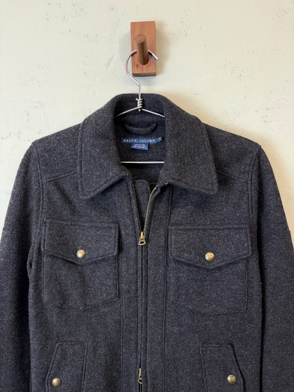 폴로랄프로렌 그레이 크롭 울 라이더 자켓 상품이미지5
