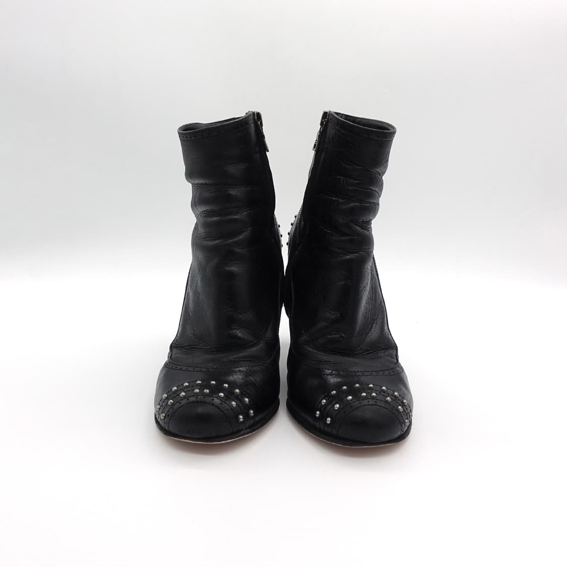 [35/5, 230] PRADA 프라다 스터드 라운드토 레더 부츠 상품이미지2